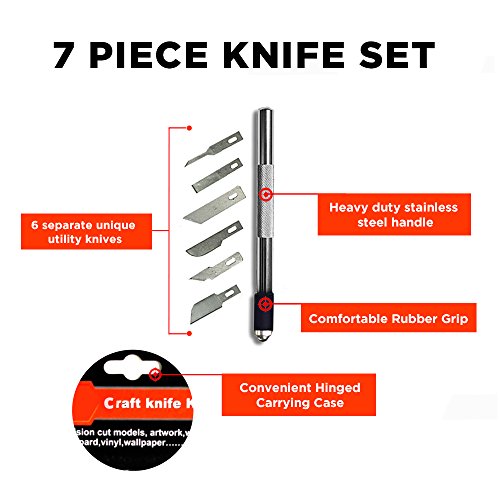 Cutting Mat & Craft Knife Set - Deluxe Package With Premium 18x24 Self Healing Cutting Mat Precision 7 Piece Craft Hobby Knife Set & 10 Replaceable Craft Blades Perfect for Arts and Crafts of All Kind