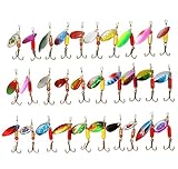LotFancy 30 PCS Metal Fishing Lures Spinner Baits Crankbait Hooks Tackle Salmon Bass