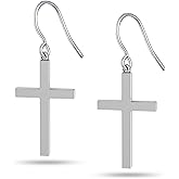 LeCalla 925 Sterling Silver Cross Earrings for Women and Men | Classic Unisex Christian Cross Dangler Earrings Silver | Religious Gifts for Women