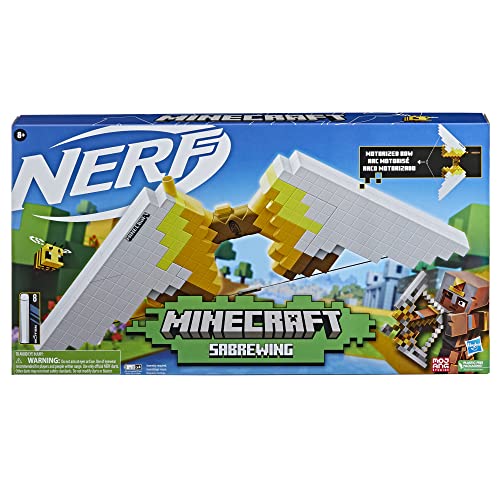 NERF Minecraft Sabrewing Motorized Blaster Bow, 8 Elite Darts, 8Dart