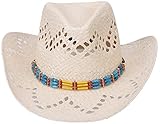 Simplicity Men's & Women's Western Style Cowboy / Cowgirl Straw Hat,Beige