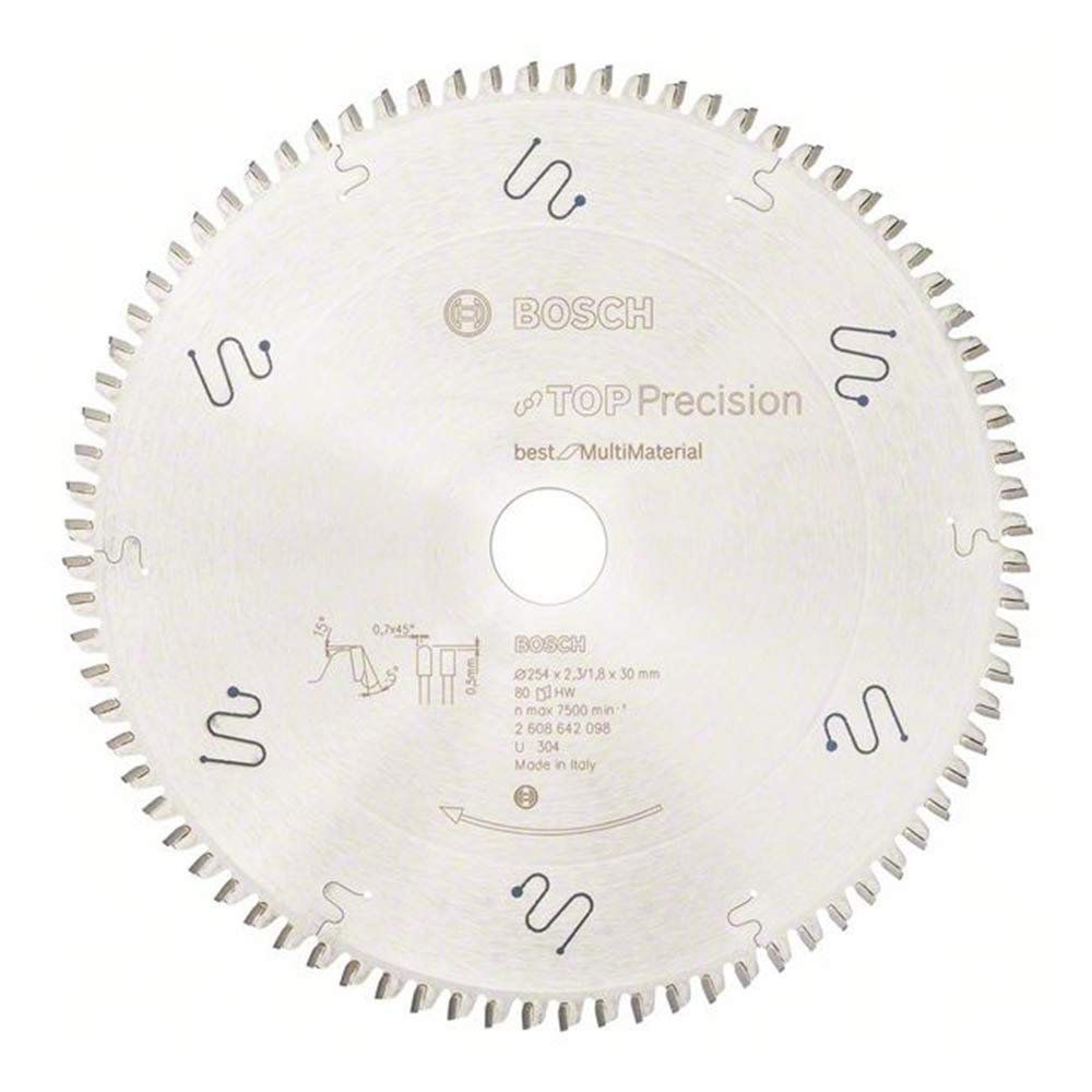 Bosch 2608642098 BSMUB 80 Tooth Top Precision Circular Saw Blade, 0 V, Silver