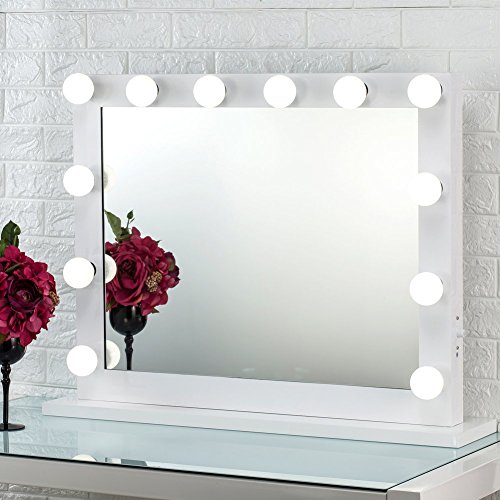 Joyful Store Hollywood Makeup Mirror,Wall Mounted Dressing Illuminated Cosmetic Mirror,Tabletop Vanity Mirror for Studio and Backstage,Gift for Mom and Girlfriend,White (6580)