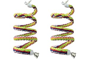 Sturmm 2PCS Multicolour Cotton Bird Toy, Parrot, Parakeet, Cockatiel, Lovebird, Macaw, Bird Perch Rope Bungee, Pure Natural, 