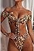 PRETTYGARDEN Women's Two Pieces Leopard Print Knot Front Crop Off-Shoulder High Cut Bandeau Bikini Sets Bathing Suit
