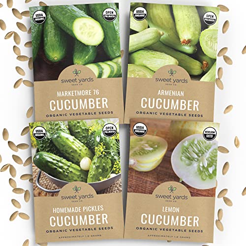Organic Cucumbers Seeds Home Garden Variety Pack NonGMO USDA