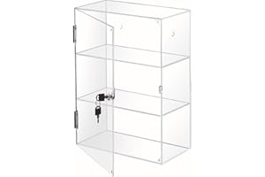 KALOTIDY Acrylic Display Case with Lock, Clear 3-Shelf Locking Display Cabinet for Pop Figures, Collectibles, Jewelry, Necklaces, Golf Balls & More – Secure Organizer Box, 11.8x5.9x15.7 Inch