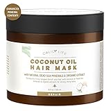 Calily Life Organic Coconut Oil Hair Mask with Natural Dead Sea Minerals, 17 Oz. – Repairs Damaged Hair, Hydrates, Shines, Moisturizes & Softens - Increases Natural & Healthy Hair Growth [ENHANCED]
