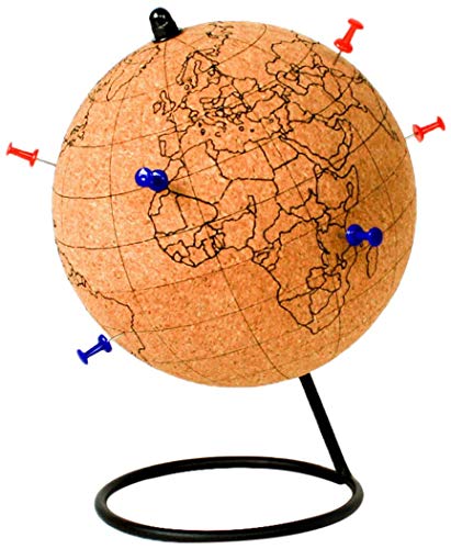 Gift Republic Colour Globe, Cork, Brown, 14 x 14 x 20.9 cm