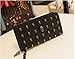 Women Skull Long Zipper Wristlet PU Leather Wallet Purse Handbag (Style 1)