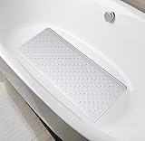 Docbear Natural Rubber Mildew Resistant Non Slip Bath Mat 15 W x 33 L Inches,Fits Any Size Bath Tub(White)