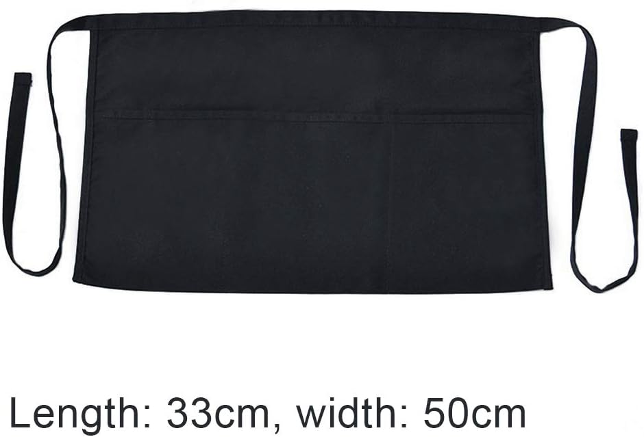 nuoshen Anti-dirt Waist Apron, Short Black Apron with Pockets for Home Kitchen Restaurant Work Waitress, Chef, Waiter - Image 4