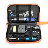 LINTELEK Soldering Iron Kit with Adjustable Temperature Welding Irons Tool 60W 5 PCS Soldering Tips, Desoldering Pump, Tin Wire Tube, Soldering Iron Stand, Tweezers with Tool Zipper Bag