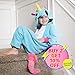 Emolly Fashion Kids Animal Unicorn Pajama Onesie - Soft and Comfortable with Pockets (4, Blue)
