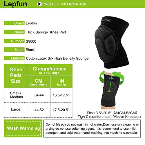 image for Lepfun S9000 Knee Pads, (1Pair) Thick Sponge Anti-collision Kneeling K
