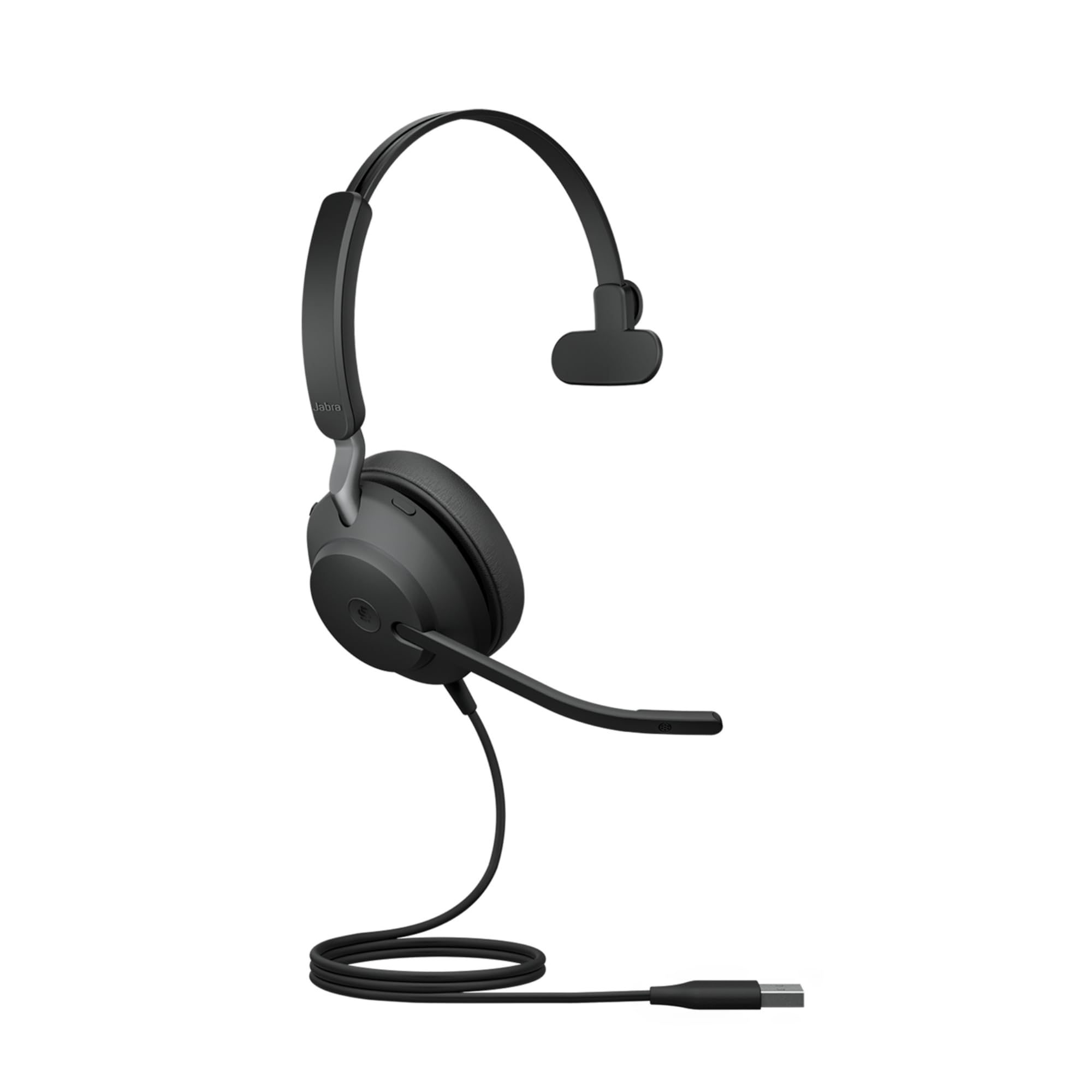 Jabra Evolve2 40 PC Headset – Noise Cancelling Microsoft Teams Certified Mono Headphones With 3-Microphone Call Technology – USB-A Cable – Black