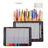 48 Colored Pencils with Pencil extender holder, Laneco Soft Core Art Assorted Colored Drawing Pencils set In Metal Tin Case for Adult Coloring Books, Writing, Sketch, Artists, Kids