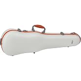 GEWA Violin Shaped Case FUN Series Polycarbonate 4/4-1/2 Size White/Orange, Interior Black, 2 Removable Backpack Straps, Accessory Pocket, Padded Suspension, Additional Side Handle