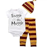 3PCS Newborn Baby Boy Top Rompers+Pants Leggings+Hat Cotton Striped Outfits Clothing Sets(6-9Months)