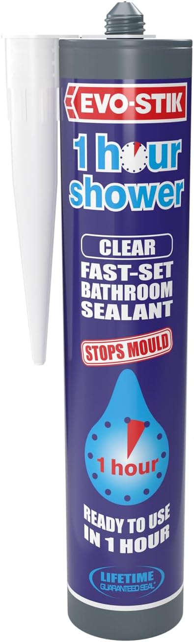 EVO-STIK 1 Hour Shower Bathroom Sealant Clear 290ml Ready in 1 Hour