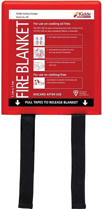 Kidde FB1 Fire Blanket 1.1m x 1.1m Kitchen Grease Pan Fire Safety Approved