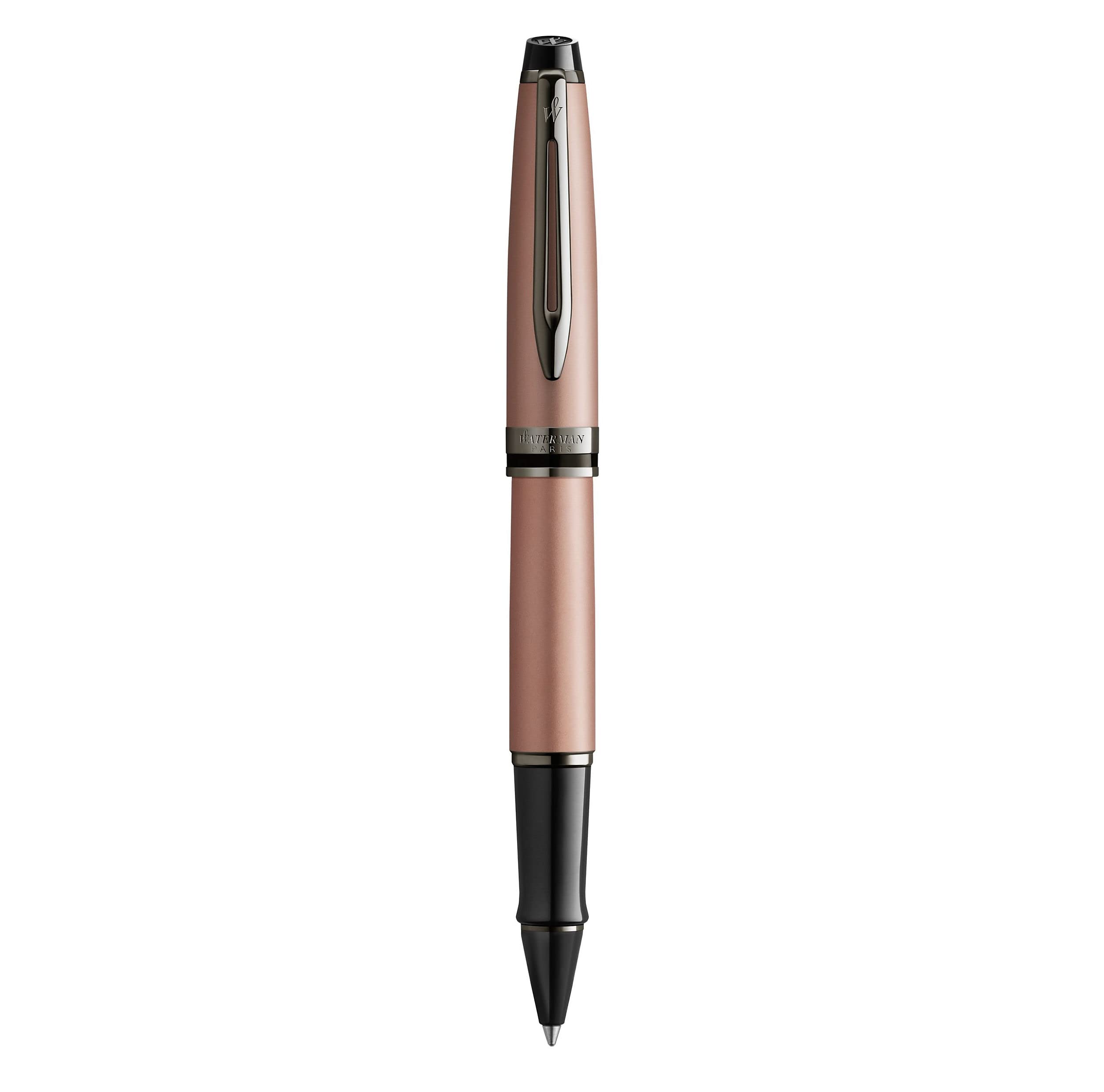 Waterman Expert Rollerball Pen | Metallic Rose Gold Lacquer with Ruthenium Trim | Fine Point | Black Ink | With Gift Box