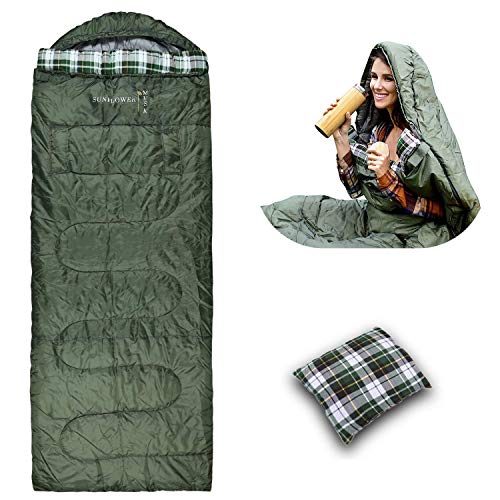 Sunflower Musk 4 Season Wearable Sleeping Bag – Arm Openings and Feet Extensions – Great for Camping, Outdoor, Sleepover, Hiking – Portable and Lightweight – Premium Acrylic Fiber Filling (Adult)