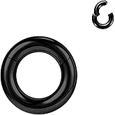 BodyAce Black Hinged Segment Clicker PA Rings, 2G 4G 6G 8G 10G 12G Large Spring Action BCR Rings, Surgical Steel Septum Nose Rings Ear Gauges Earrings Hoops