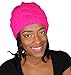 Always Eleven Vibrant Color Satin Lined Knit Beanie Hat (Pink)