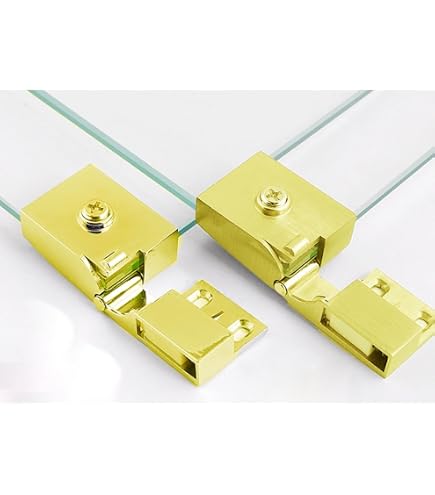 UFURMATE Glass Door Pivot Hinge 8-Piece Kit – Adjustable Cabinet Hinge Clamp For 3-6mm Frameless Glass Doors, Gold Finish