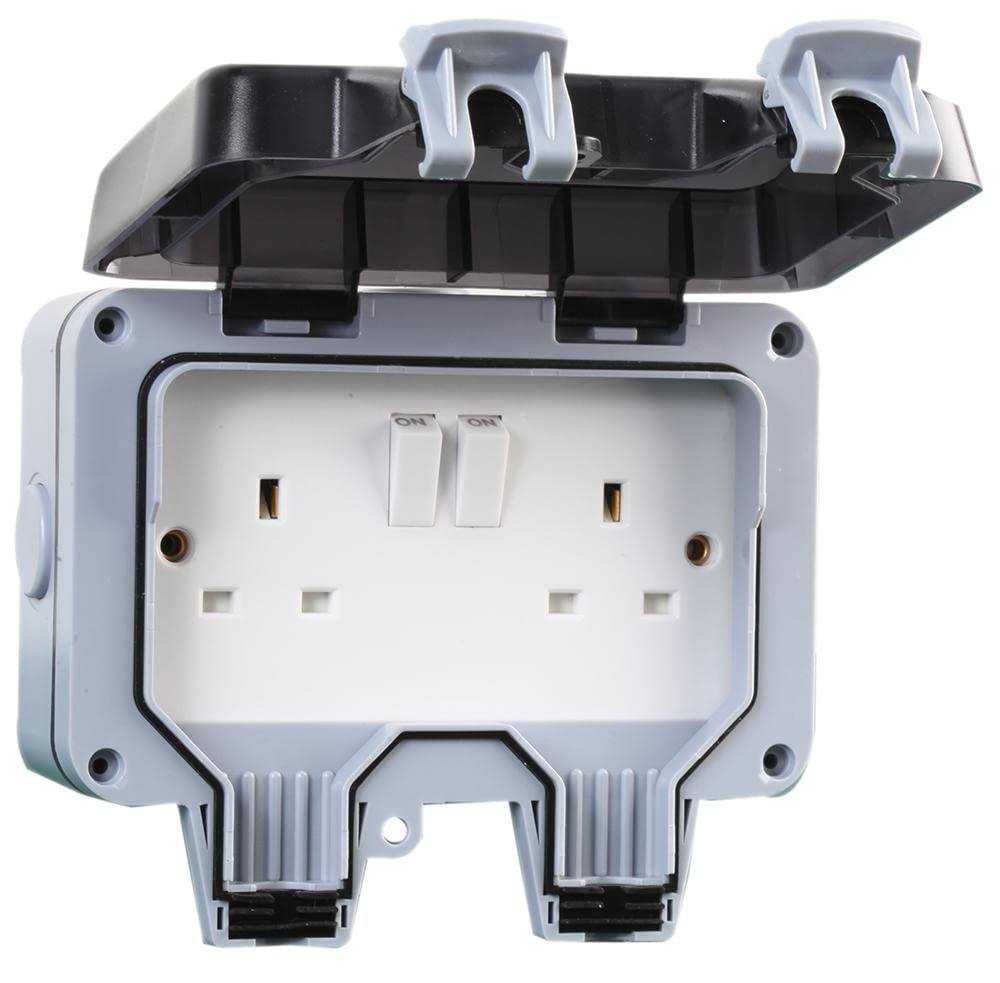 PRO ELEC PELB1120 Outdoor DP Switched Socket, 2 Gang, 13A, IP66