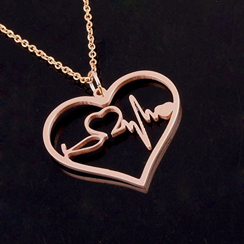 FidgetFidget Grey's Anatomy Inspired Heartbeat Necklace Rose Gold/Gold/Silver Rose Gold