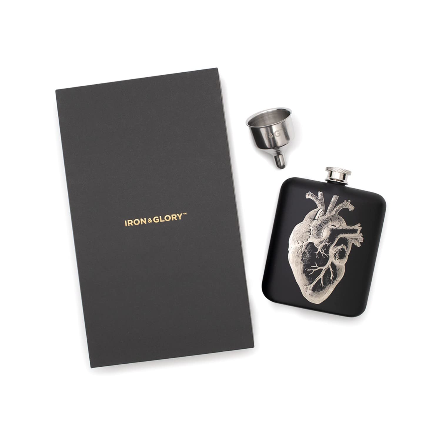 Iron & Glory | Hip Flask & Funnel | Discrete Hip Flasks For Men | Drinking Accessories To Smuggle Your Booze | Laser Engraved Alcohol Or Whiskey Flask | Gifts For Men & Wedding Gifts For Groomsmen