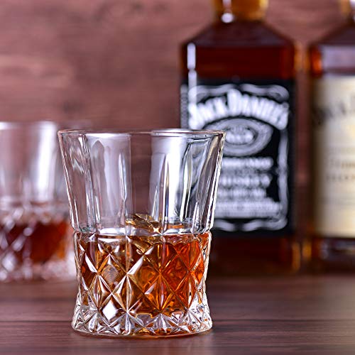Whiskey Glasses SET OF 4 - Lead Free Glass set Cups and Tasting Tumblers for drinking Scotch, Bourbon. Irish whiskey, Brandy - Luxury Gifts for Men Women