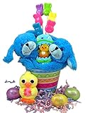 Hugging Plush Stuffed Animal Toy with Candy and Eggs Easter Basket