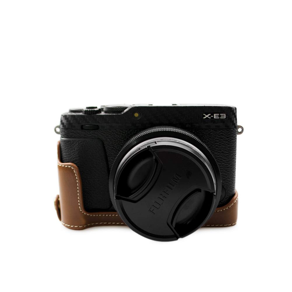 kinokoo PU Leather Half Case Bottom Case for Fujifilm X-E3 Bottom Open-able (Brown)