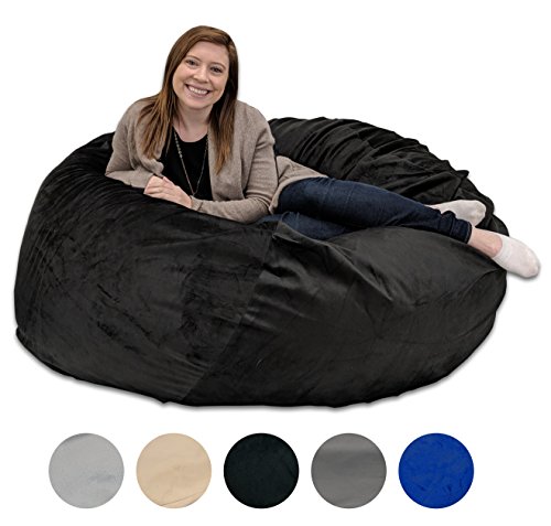 Quality Adult Memory Foam Bean Bag with Washable Removable Cover - 5ft (Black)