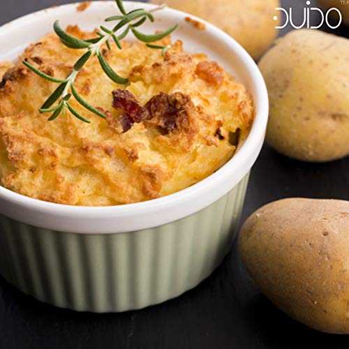 Souffle Dish Ramekins for Baking - 12 Ounce (Set of 4, White with 4 Extra Spoons) 12 Oz