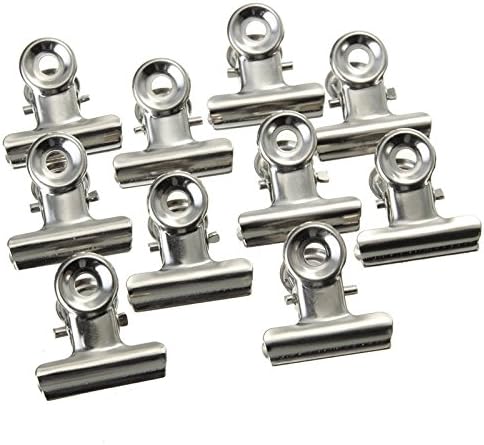 10 Pcs Silver Tone Metal Office Paper Document Binder Clips 22mm