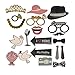 Ronshion 53Pcs Wedding Photo Booth Props Kit with Wooden Dowels Bridal Shower Accessories Valentine's Day Anniversary Decoration Photo Booth DIY Party Supplies