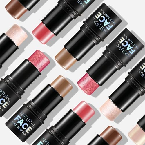 YOUMEDI FACE HIGHLIGHT STICK, CREAM CONTOUR STICKS SHADES WITH HIGHLIGHTER & BLUSH, NON-GREASY LONG-WEAR FACE CONTOURING PEN, WATERPROOF SHIFT-PROOF LASTING GLOW FINISH HIGHLIGHTER MAKEUP STICK(11)