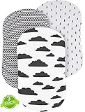 BaeBae Goods Bassinet Sheet Set | Cradle Fitted Sheets for Bassinet Mattress/Pads | Super Soft Jersey Knit Cotton | 3 Pack | 150 GSM | Above The Clouds Collection