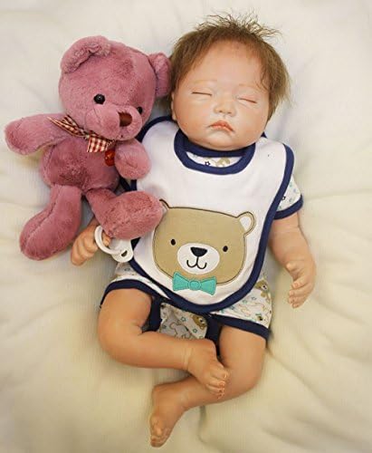 Collectible Reborn Girl Dolls Soft Vinyl Fake Newborn Babies Handmade Sleeping Preemie Mohair,20-Inch