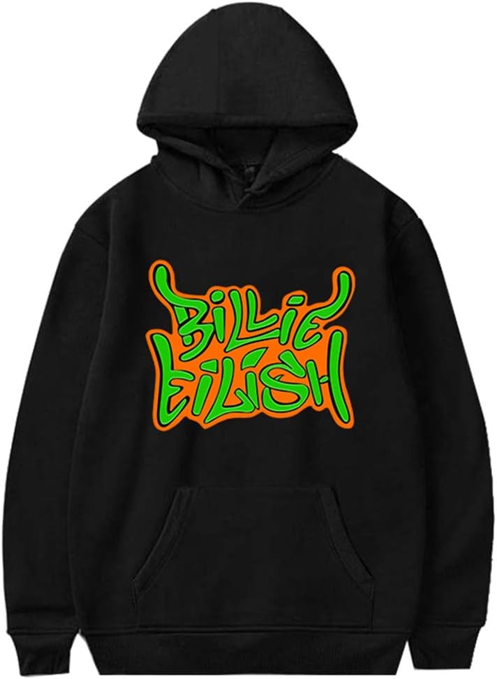 Fushimuma Unisex Billie Eilish Printed Casual Pullover Hoodie Sweatershirt for Music Fans