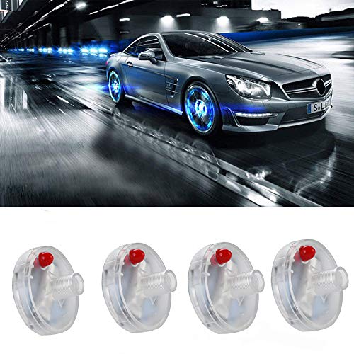 Car Tire Wheel Lights, Set of 4 Solar Car Wheel Tire Air Valve Cap Light with Motion Sensors Colorful LED Tire Light Gas Nozzle Cap Motion Sensors for Car Motorcycles Bike- Shipped from United States