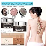 Makeup Concealer Waterproof Body Concealer for Scar Tattoo Birthmarks Blemish Vitiligo, Professional Flawless Instant Body Concealer Cream Camouflage Cover Up, Including Brush & Mixing Bottle,30g+30g
