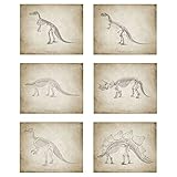 Dinosaur Art Prints – Set of Six (6) Prints – Size 8”x10” – Unframed Prints – Matte Finish – Great Gift for any Kid!