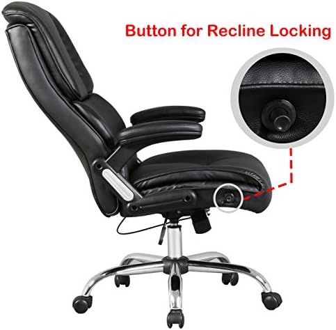 350 lbs Weight Capacity Recline High Back Office Chair Bonded Leather Hydraulic Swivel Height Adjustable