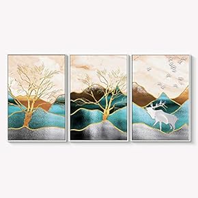 Framed Canvas Wall Art for Living Room, Bedroom Abstract Landscape Dream Place Canvas Prints for Home Decoration Ready to Hanging - 16"x24"x3 Panels