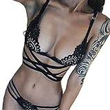Women Lingerie Set,Napoo Sexy Lace Briefs Underwear Nightwear Black Lingeries (M)